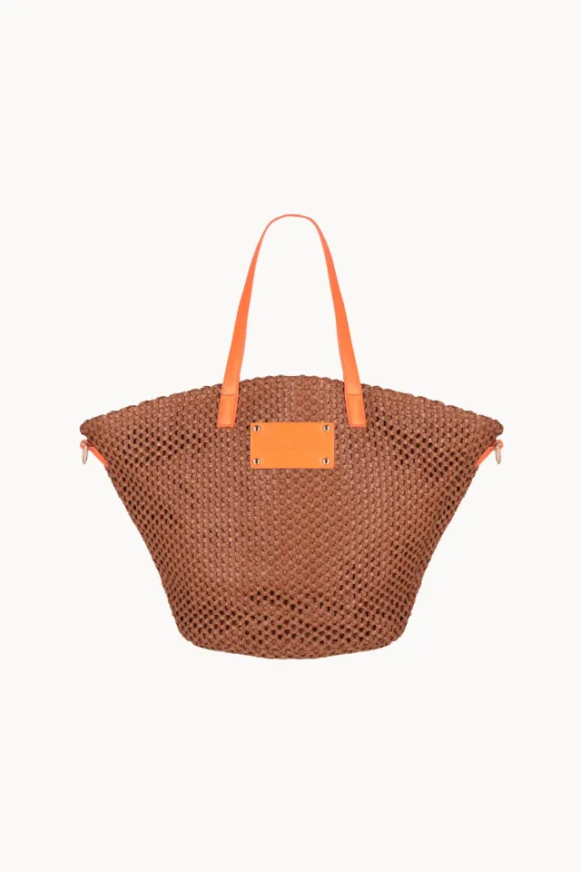 4 Giveness Taormina borsa paglia sand-nero capiente