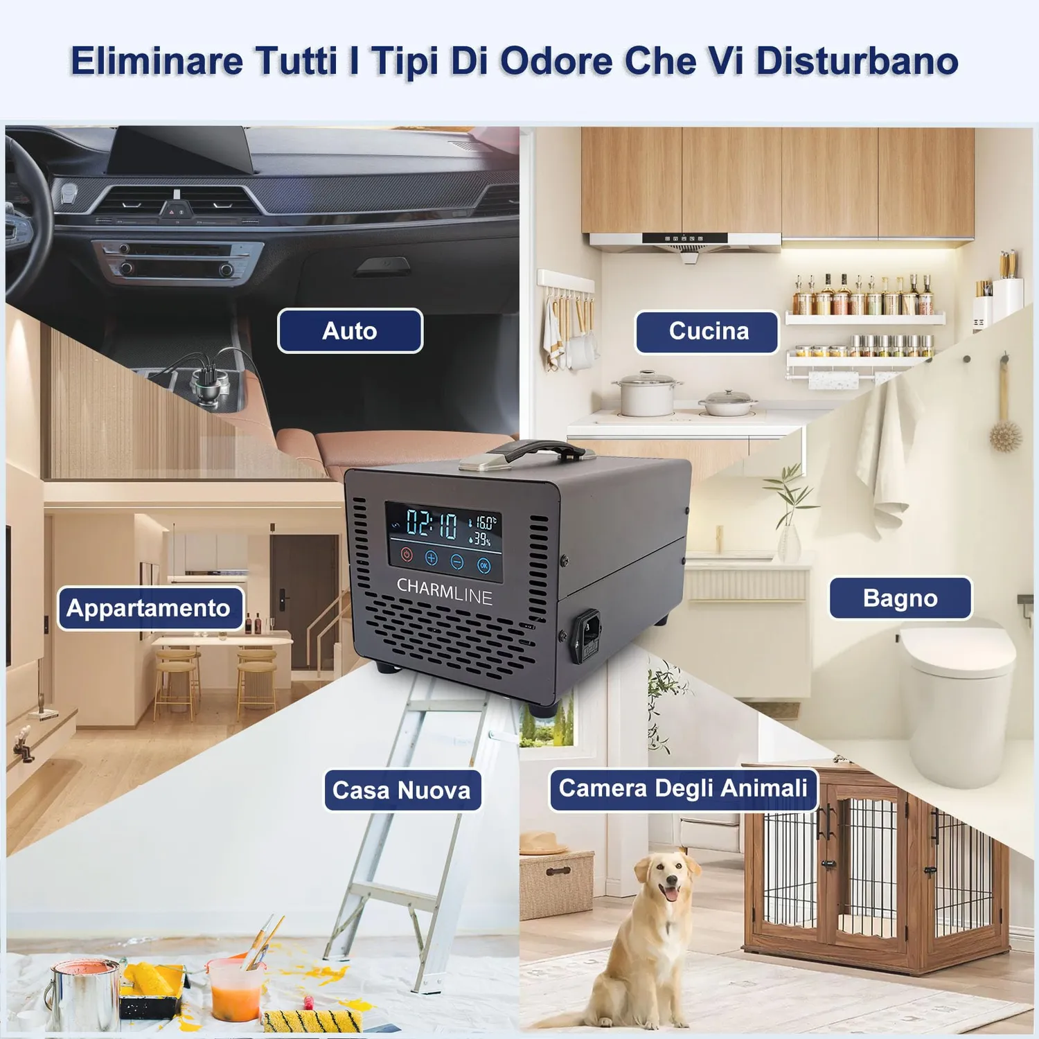 Charmline Intelligente 60000mg/h ozonizzatore nero 500 mq