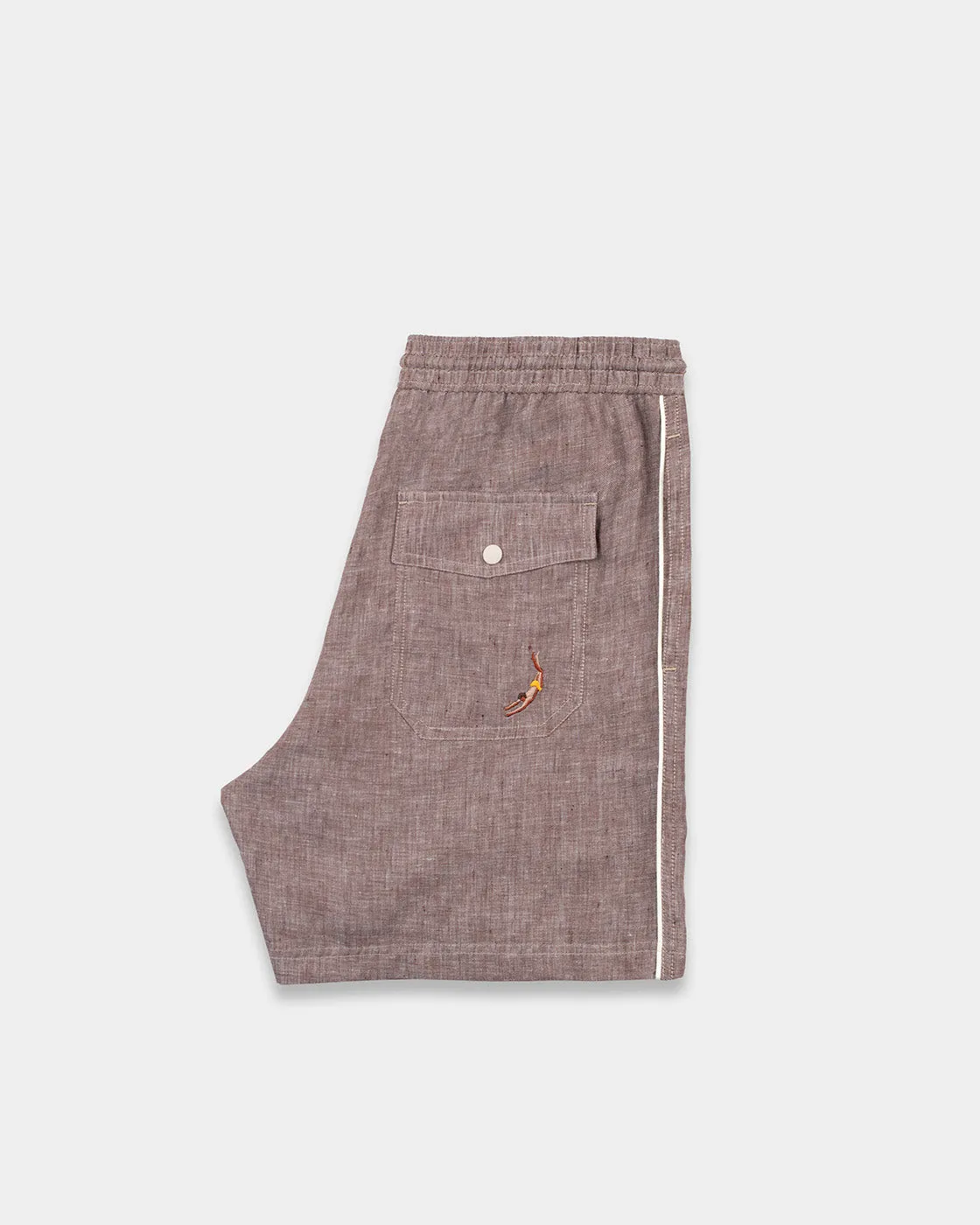 Mosso Sunwear Athens shorts lino marrone gamba dritta