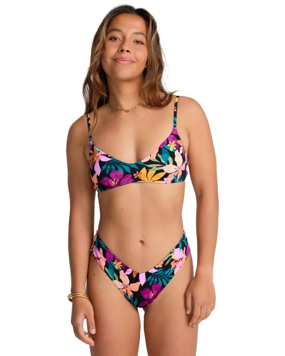Billabong Sol Searcher V Bralette Top Bikini Blu Scollo a V