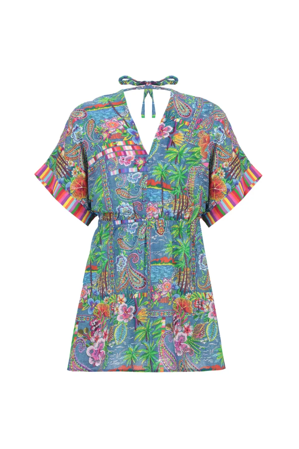 4 Giveness Mexican abito bimba denim scollo V