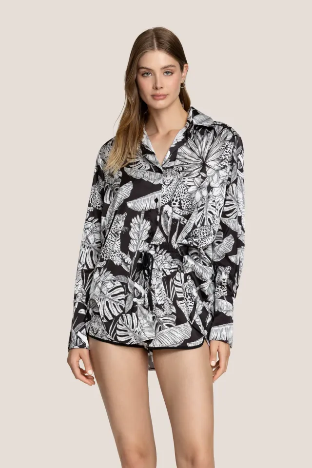 4 GIVENESS Black&White camicia maniche lunghe bianco nero