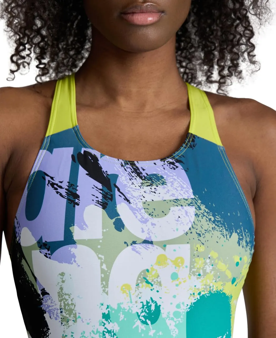 Arena Waves Breaking V Back intero donna nero verde 44