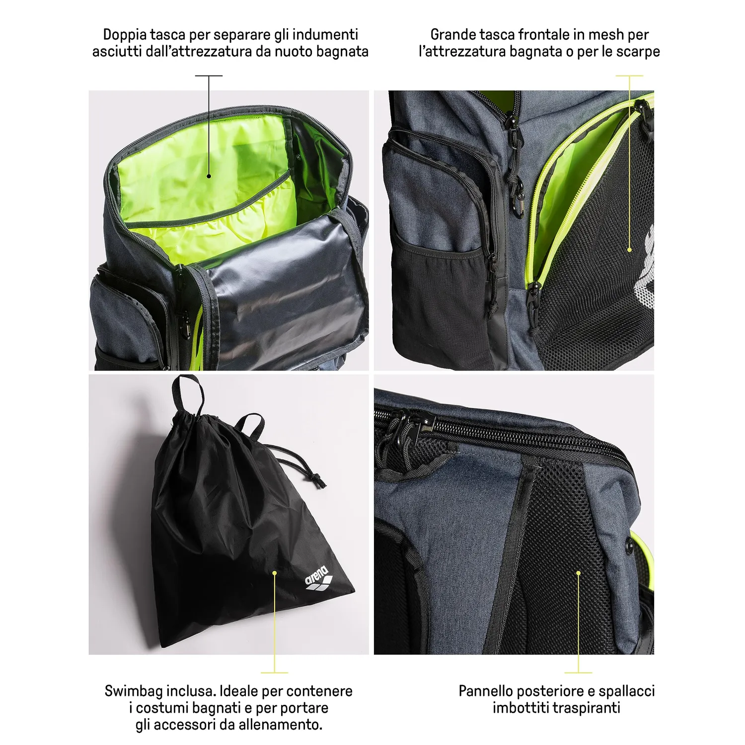 Arena Team Backpack 45 Zaino 45L Rosso Fondo Rinforzato