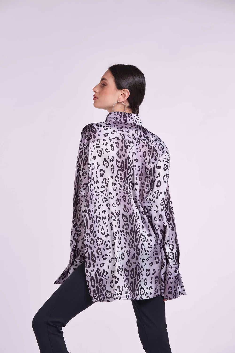 4 Giveness Leo camicia fantasia grigia leopardata