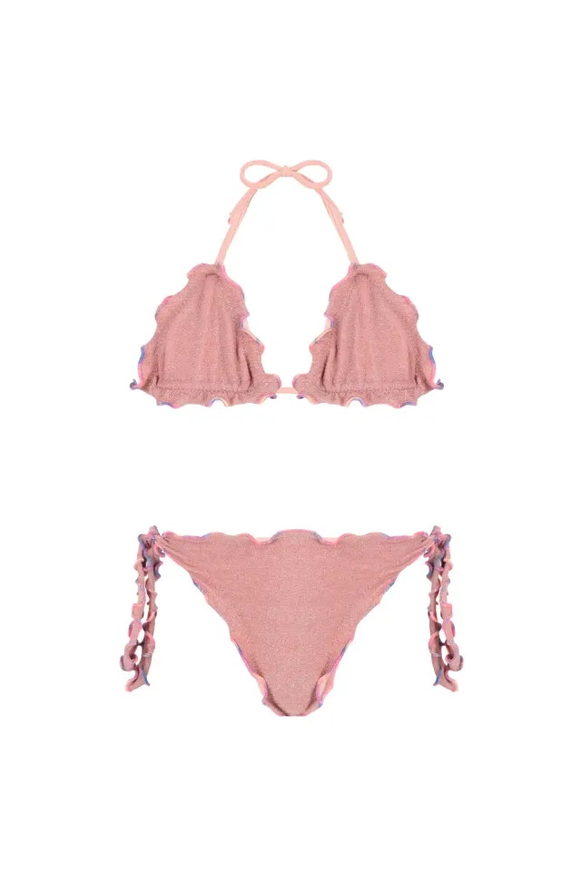 4 Giveness triangolo bikini bimba fuxia con nodi