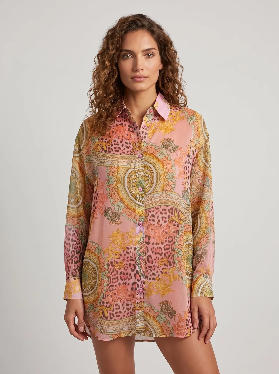 4 Giveness Georgette camicia corta mare pretty leo rosa