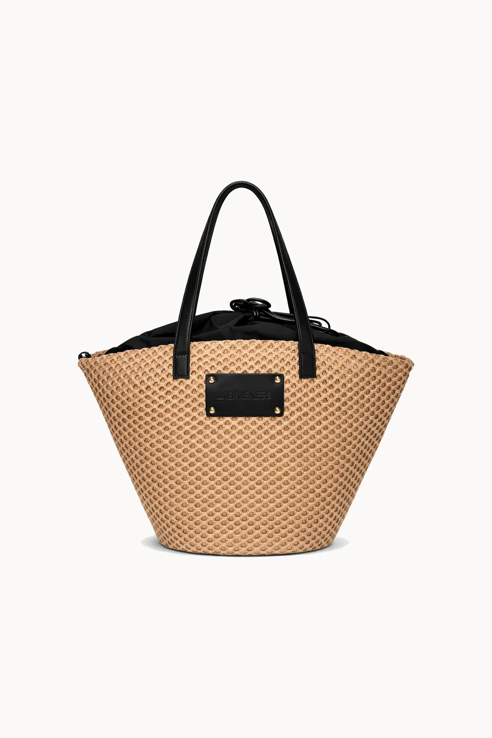 4 Giveness Taormina borsa paglia sand-nero capiente
