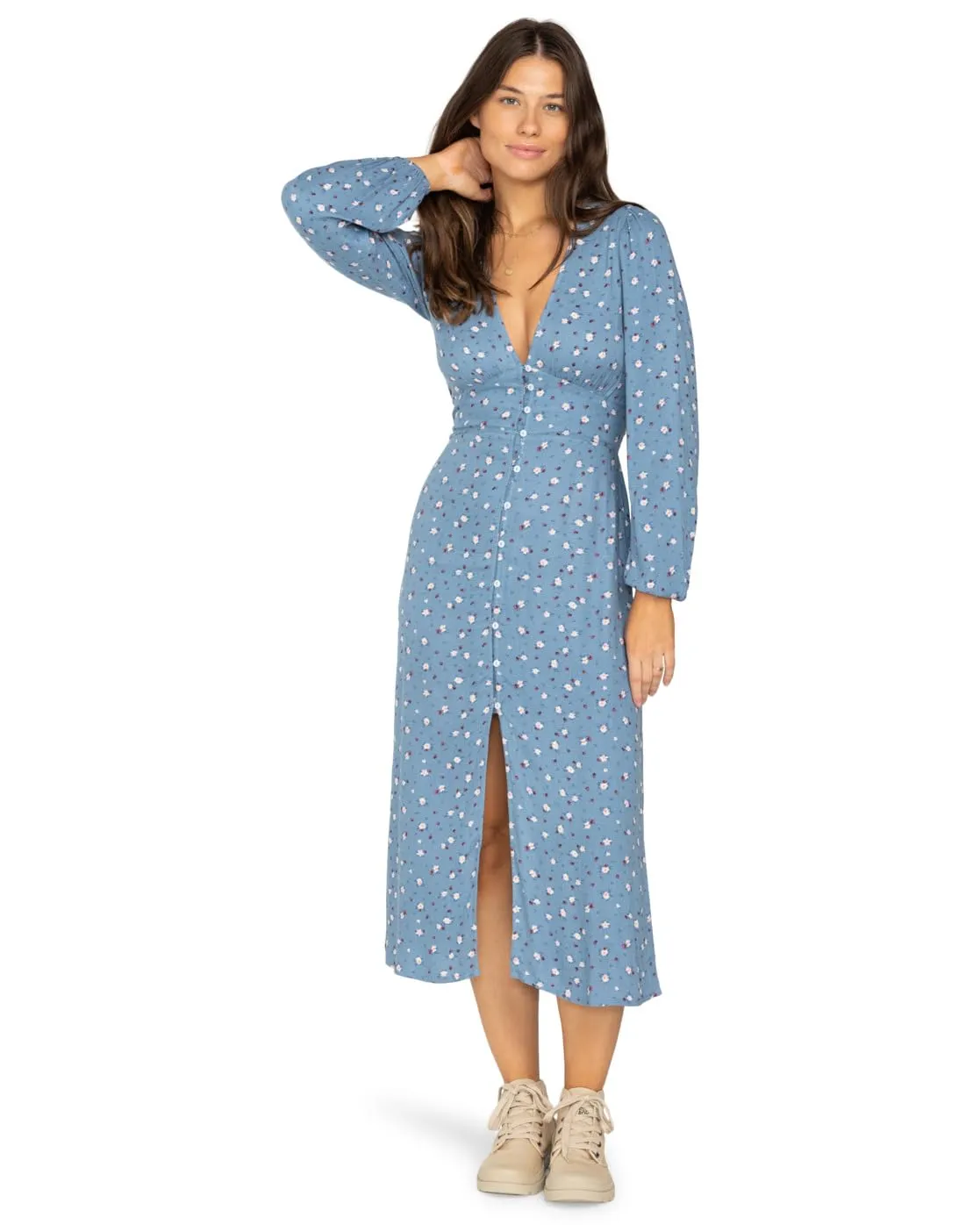 Billabong Cool Night vestito donna XL midi viscosa scollo V