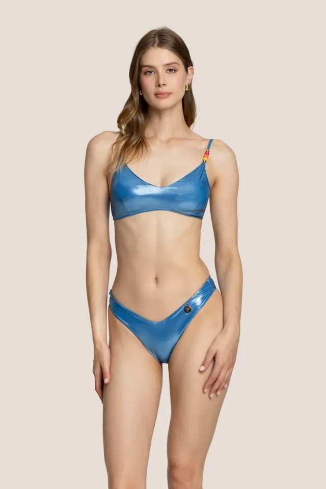 4 Giveness top bikini Glasse Color metallizzato con slip V