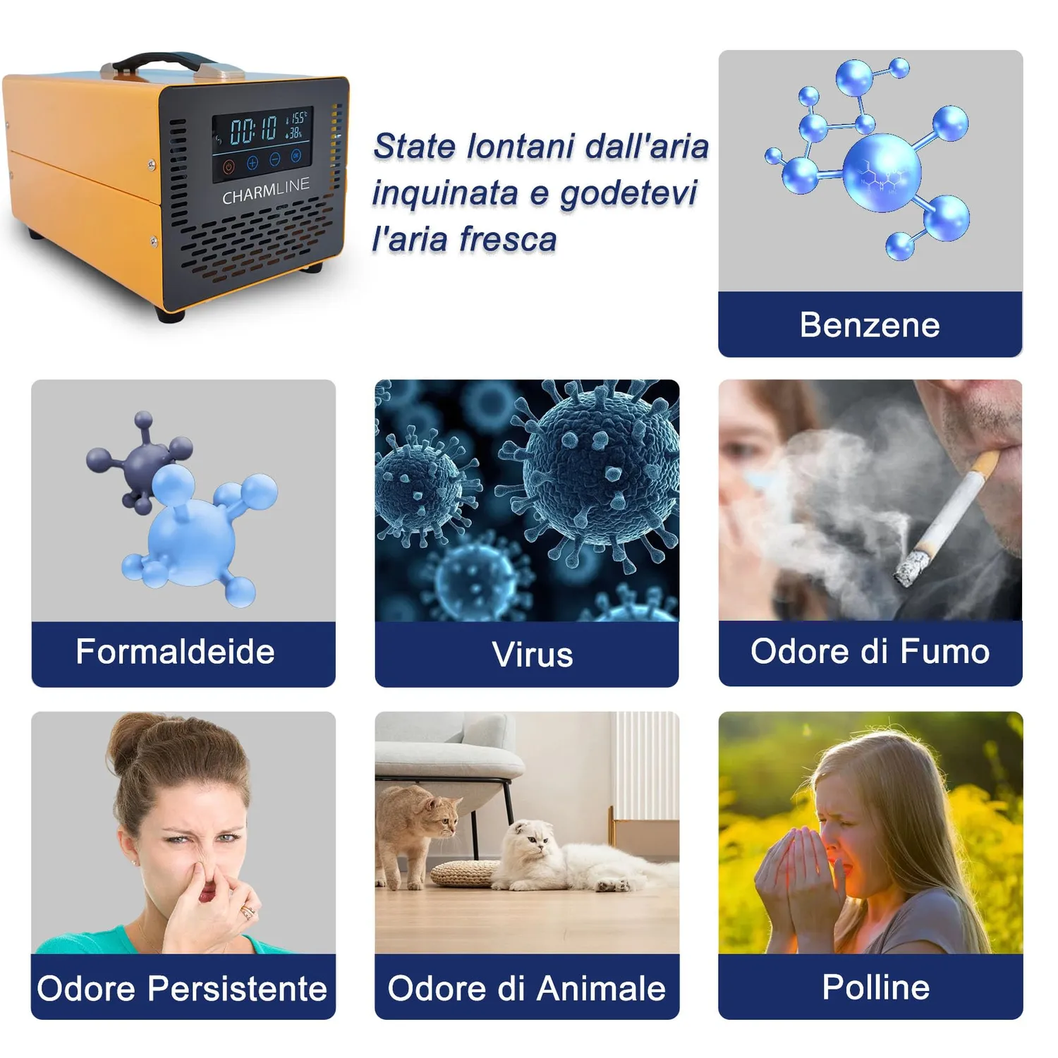 Charmline Intelligente 60000mg/h ozonizzatore arancione 500 mq