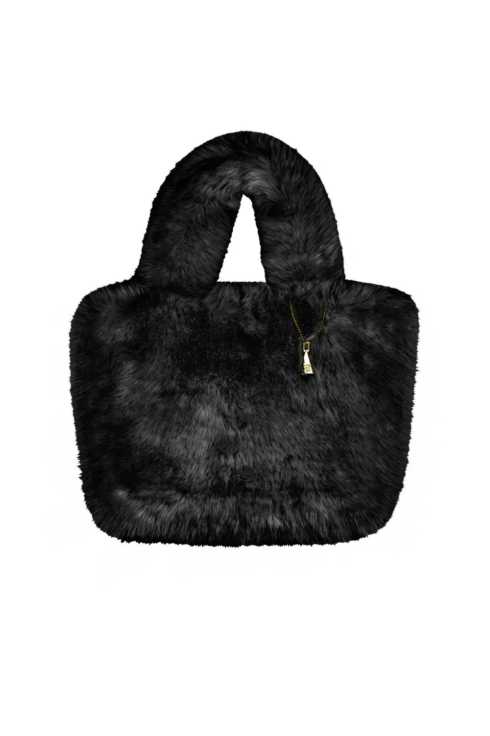 4 Giveness Eco Fur borsa eco pelliccia nera 36x27cm