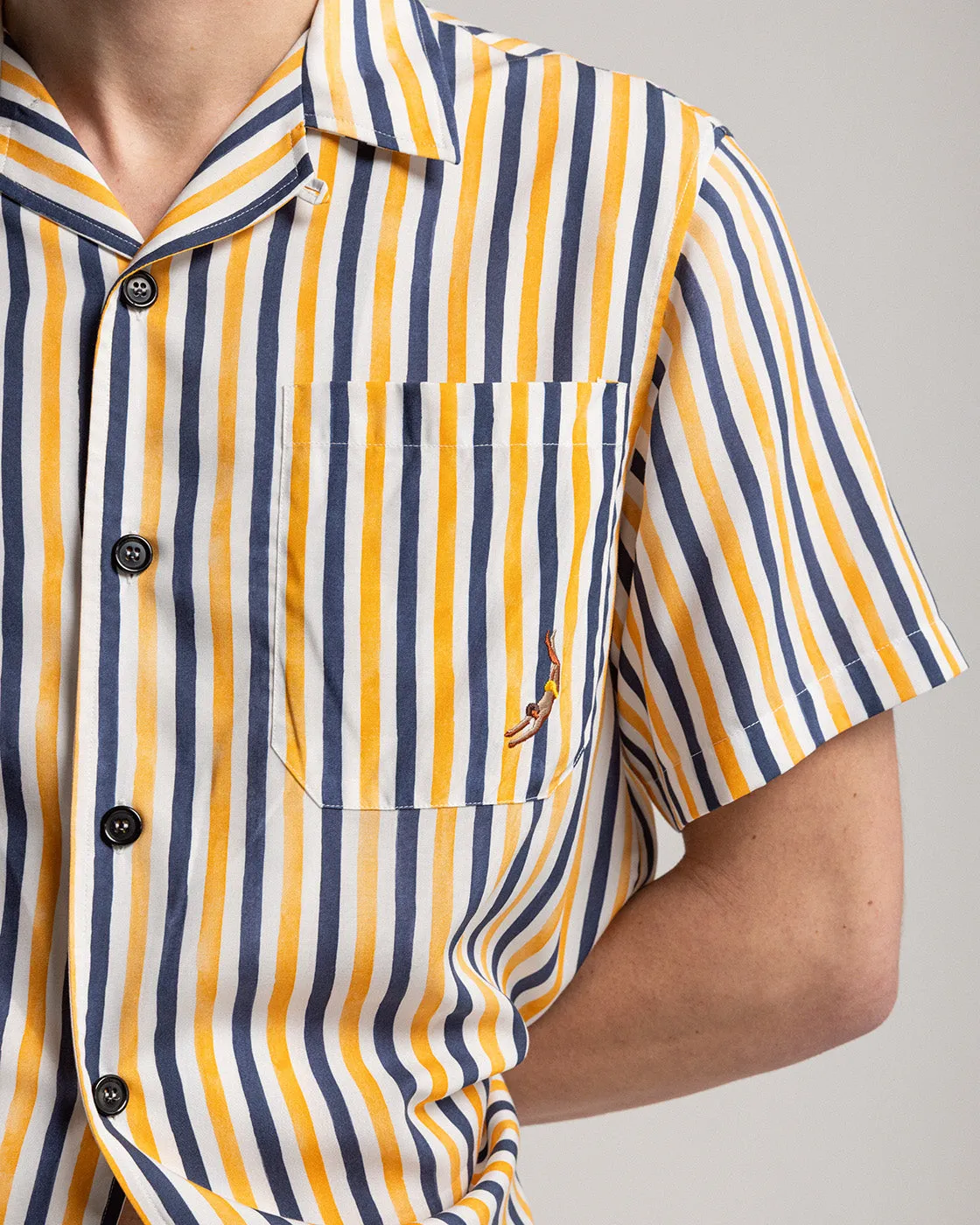 Mosso Sunwear Wave camicia manica corta navy tencel