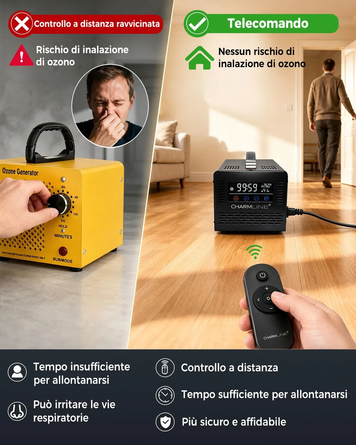 Charmline Classico generatore ozono nero 60000 mg/h