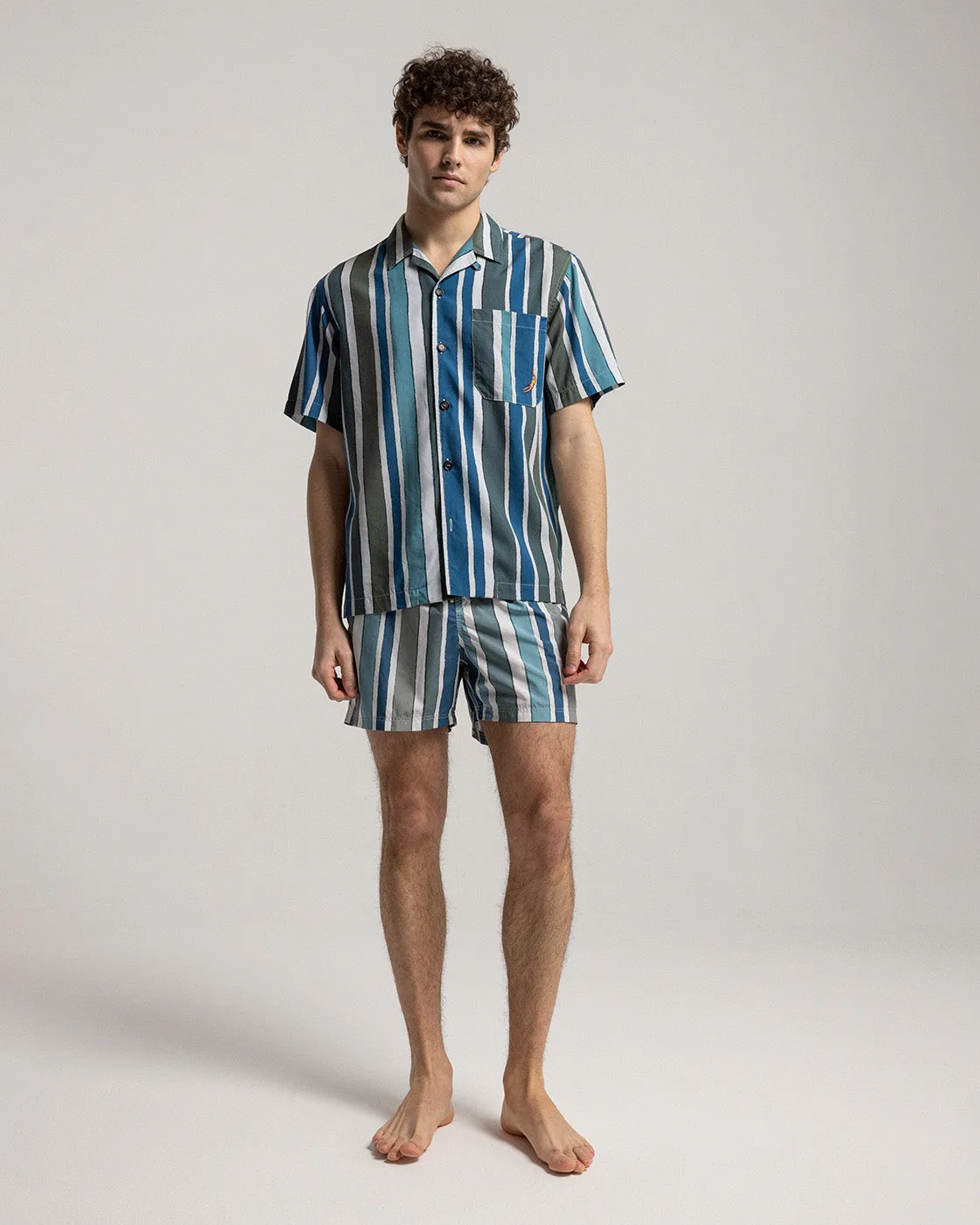 Mosso Sunwear Baiadera camicia maniche corte blu a righe
