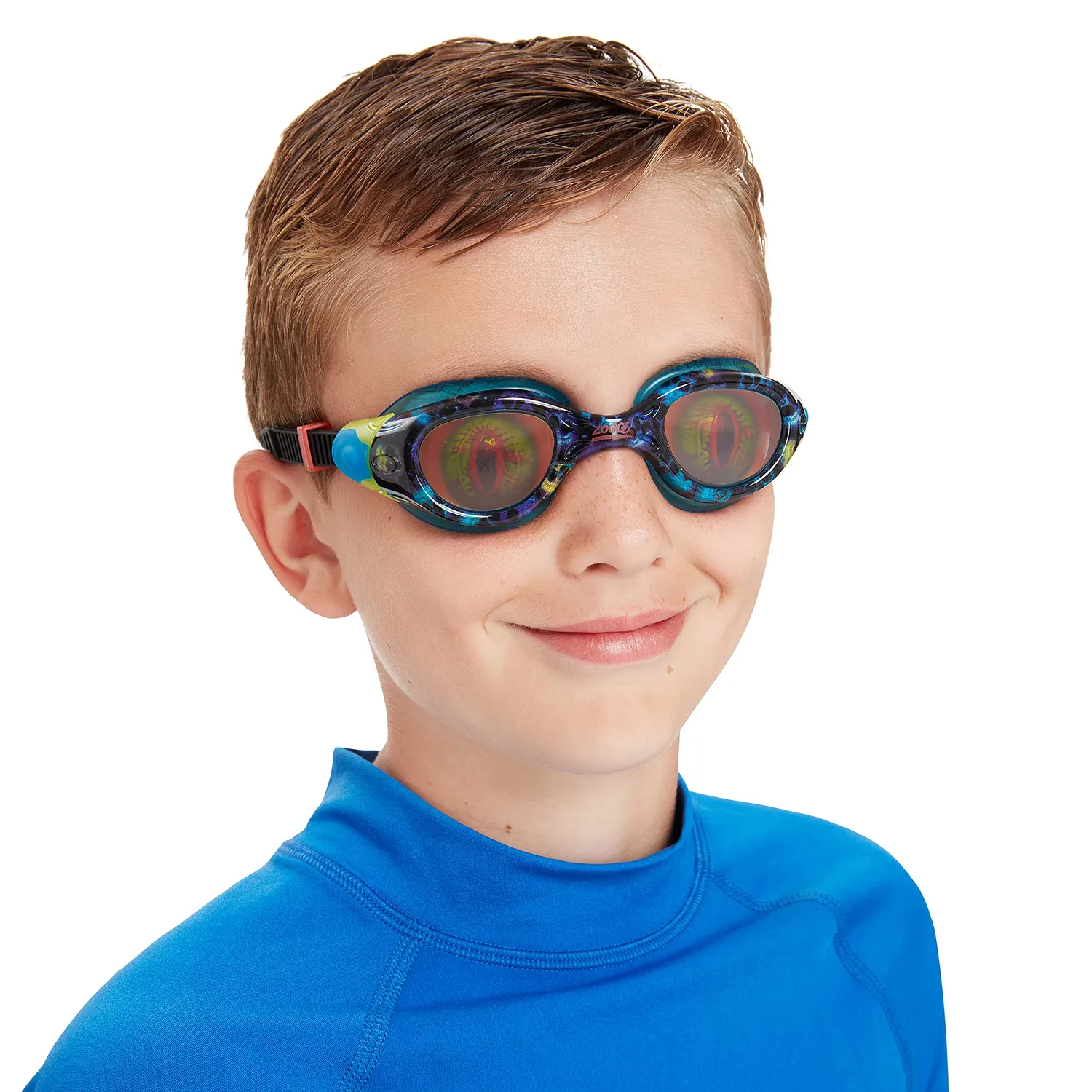 Zoggs Sea Demon Junior occhialini nuoto nero blu ologramma 6-14 anni