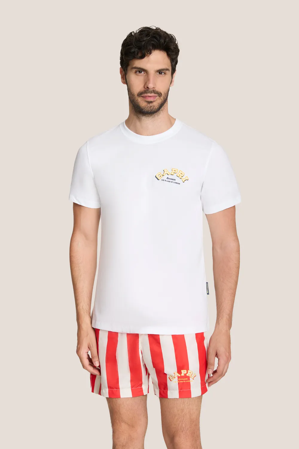 4 Giveness Capri t-shirt jersey uomo bianco stampa