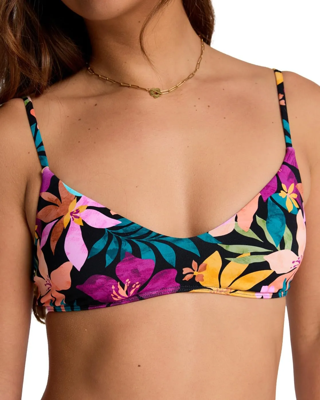 Billabong Sol Searcher V Bralette Top Bikini Blu Scollo a V