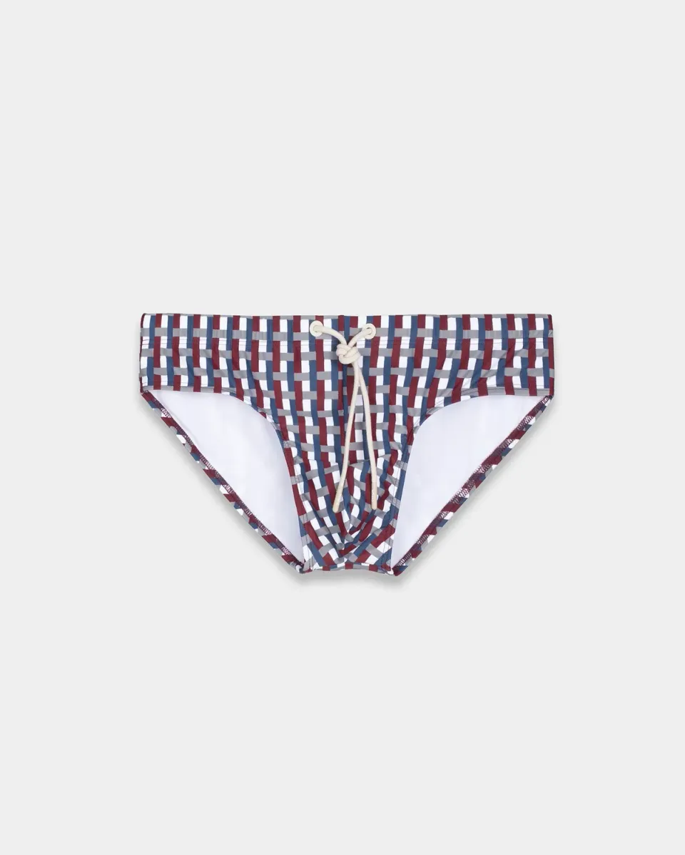Mosso Sunwear Intreccio slip mare bordeaux resistente cloro