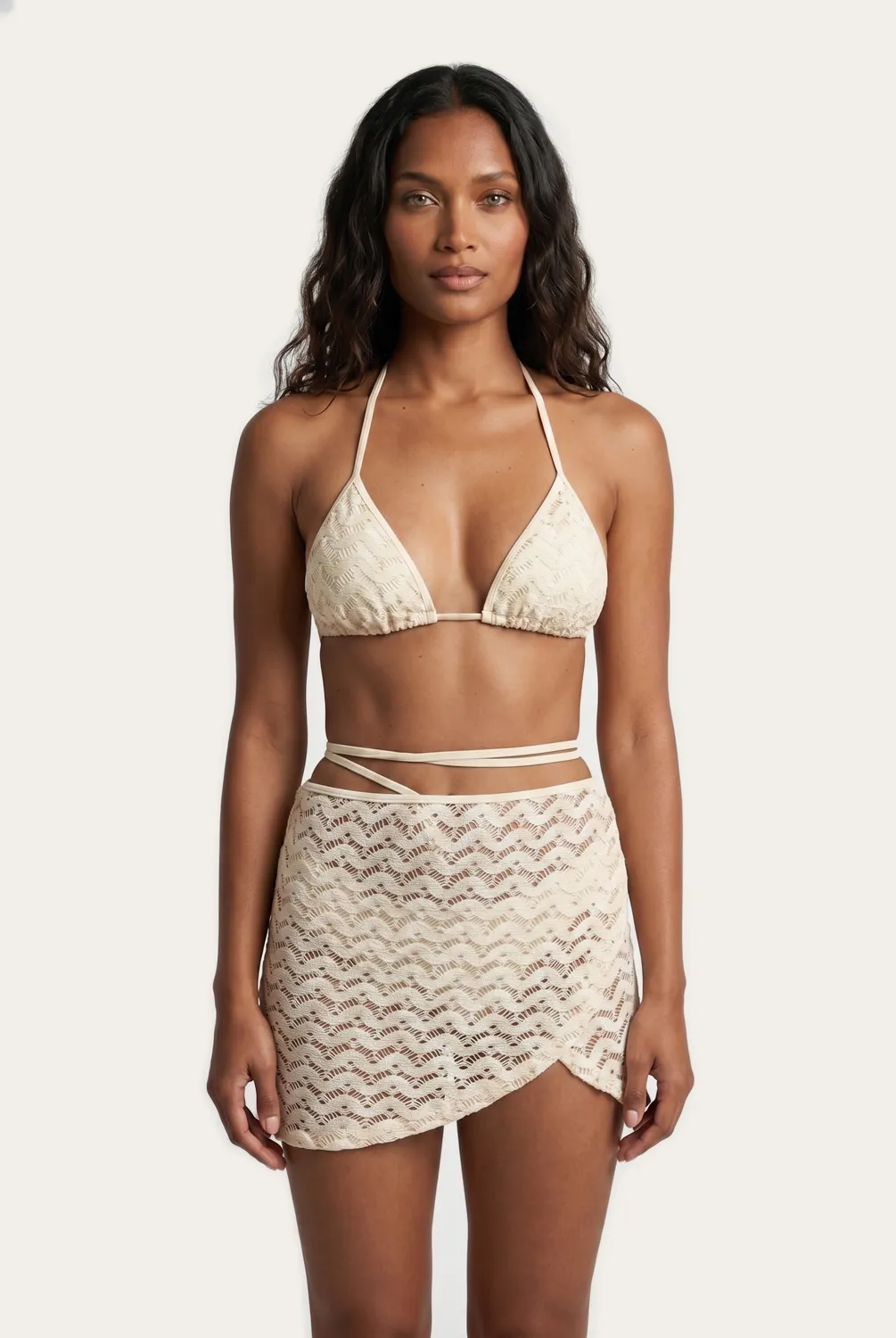 4Giveness Pareo Mesh Crochet gonna mare nero rete