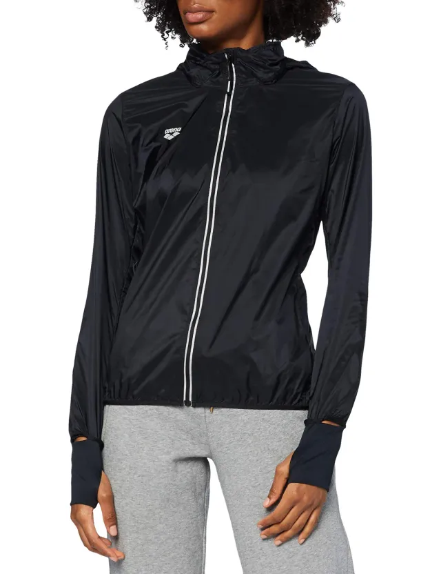 Arena Windbreaker giacca antivento donna nero-rosso L