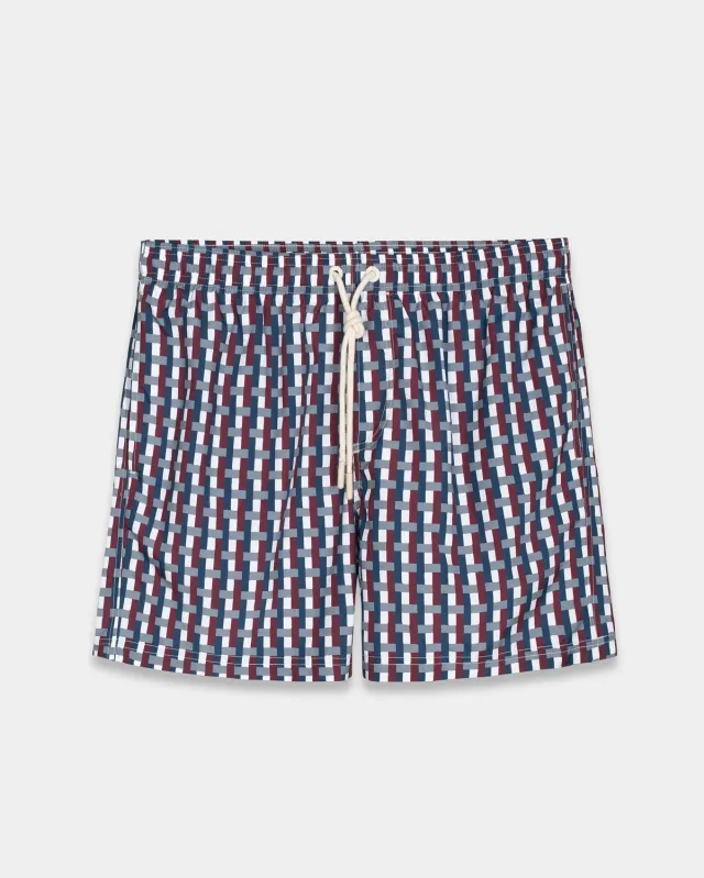 Mosso Sunwear Intreccio boxer mare bordeaux a onde