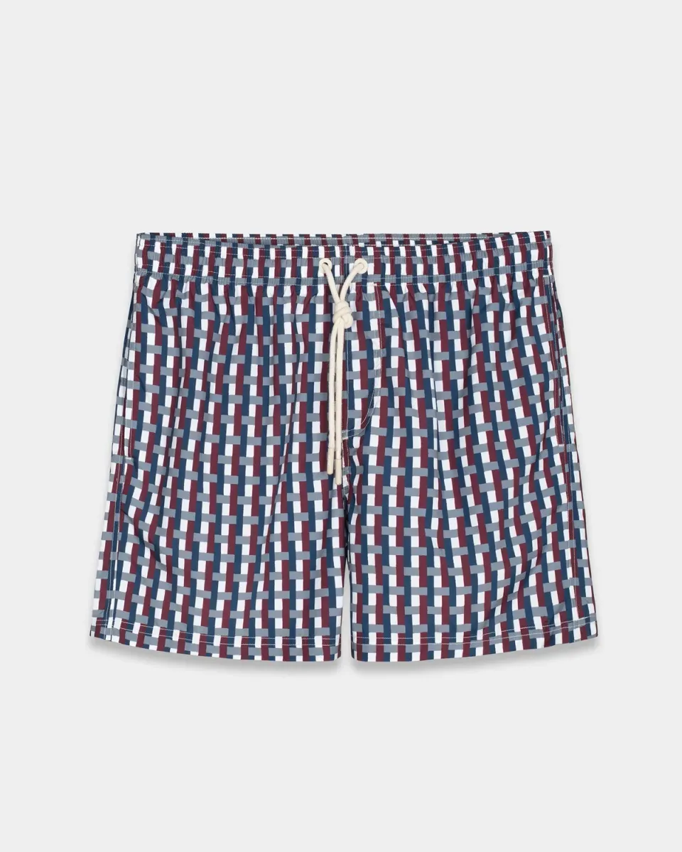 Mosso Sunwear Intreccio boxer mare bordeaux a onde