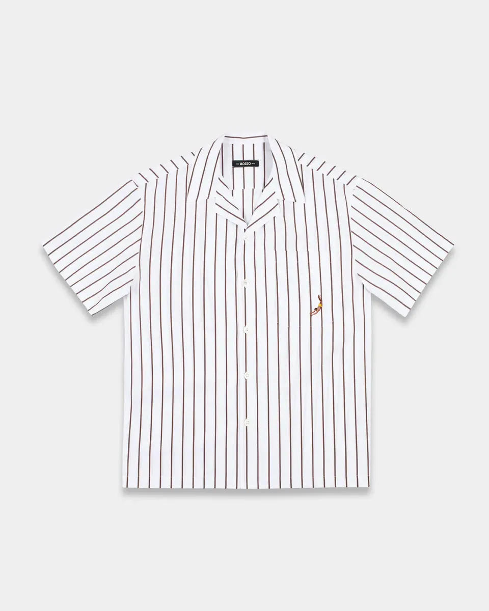 Mosso Sunwear Brown Sun Stripes camicia marrone cotone