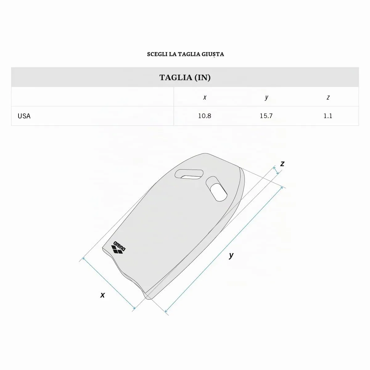 Arena Kick Board tavoletta nuoto adulti silver EVA