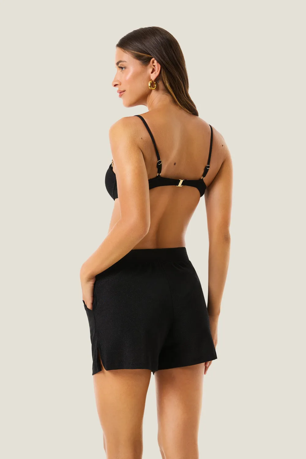 4 Giveness Short Lurex Resort Short Mare Nero