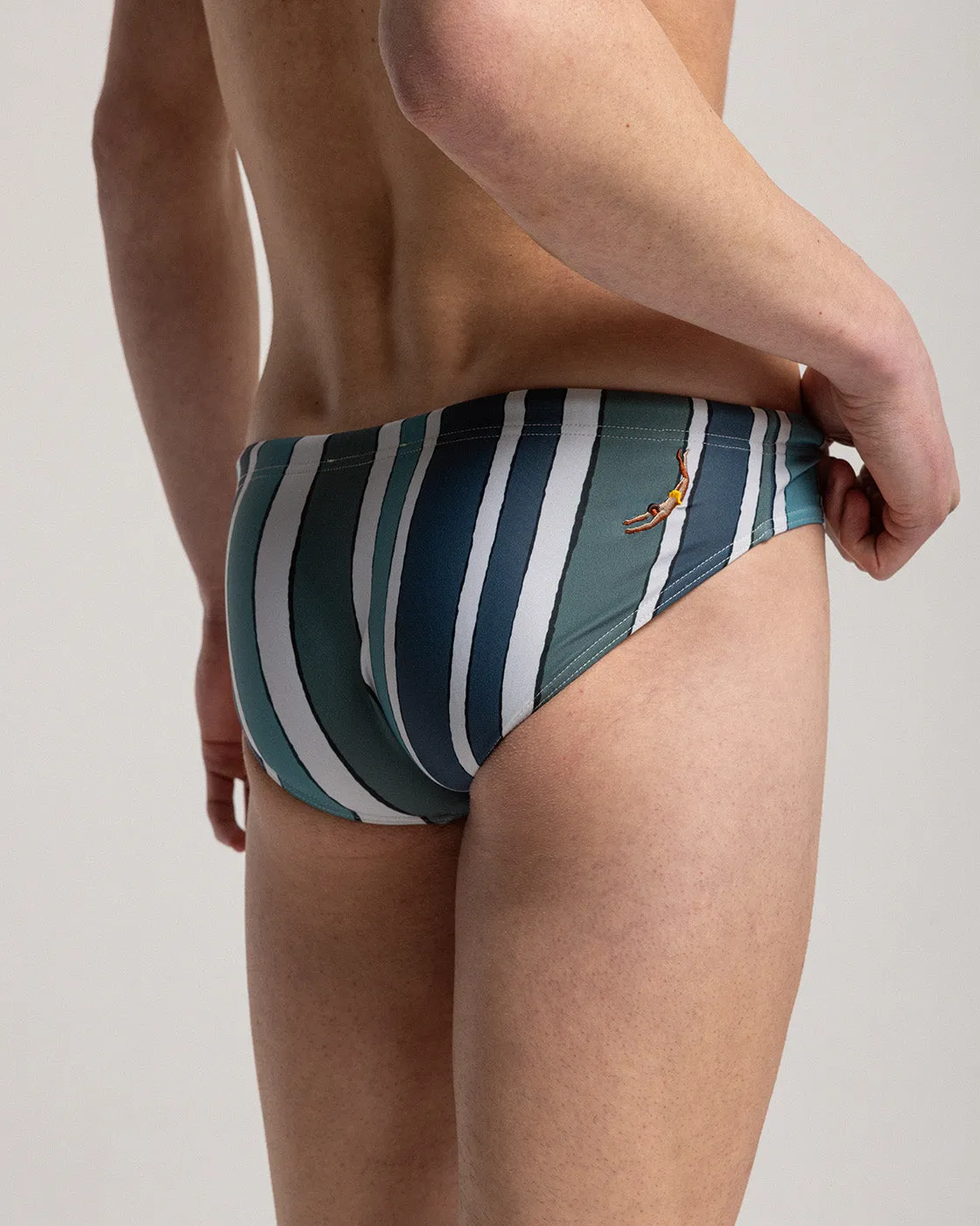Mosso Sunwear Blue Baiadera Slip Mare Blu Righe Nylon Rigenerato