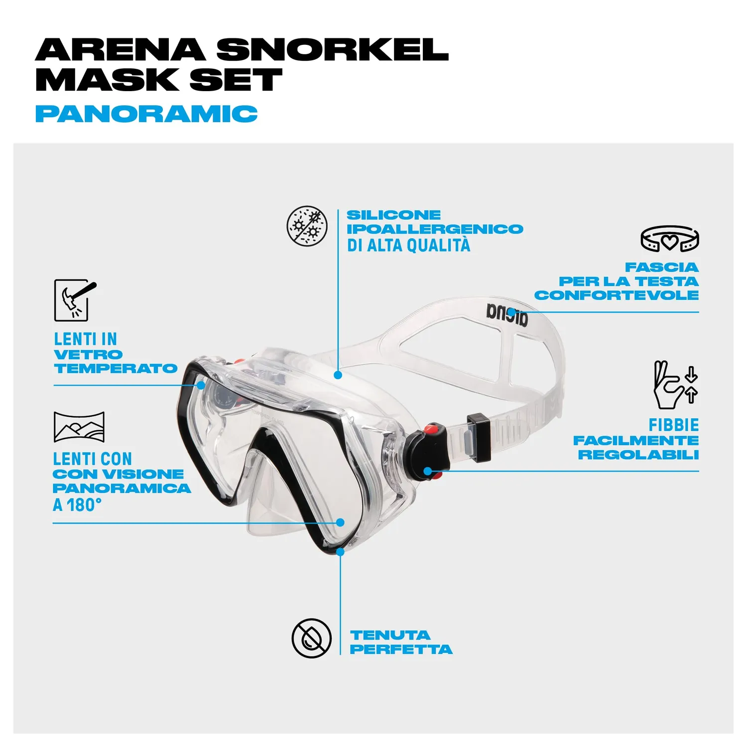 Arena Snorkel Mask Set maschera snorkeling nero