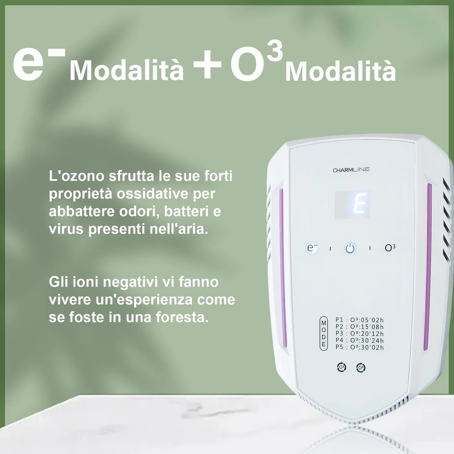 Charmline X09 purificatore aria ozono ioni 5-30 mq