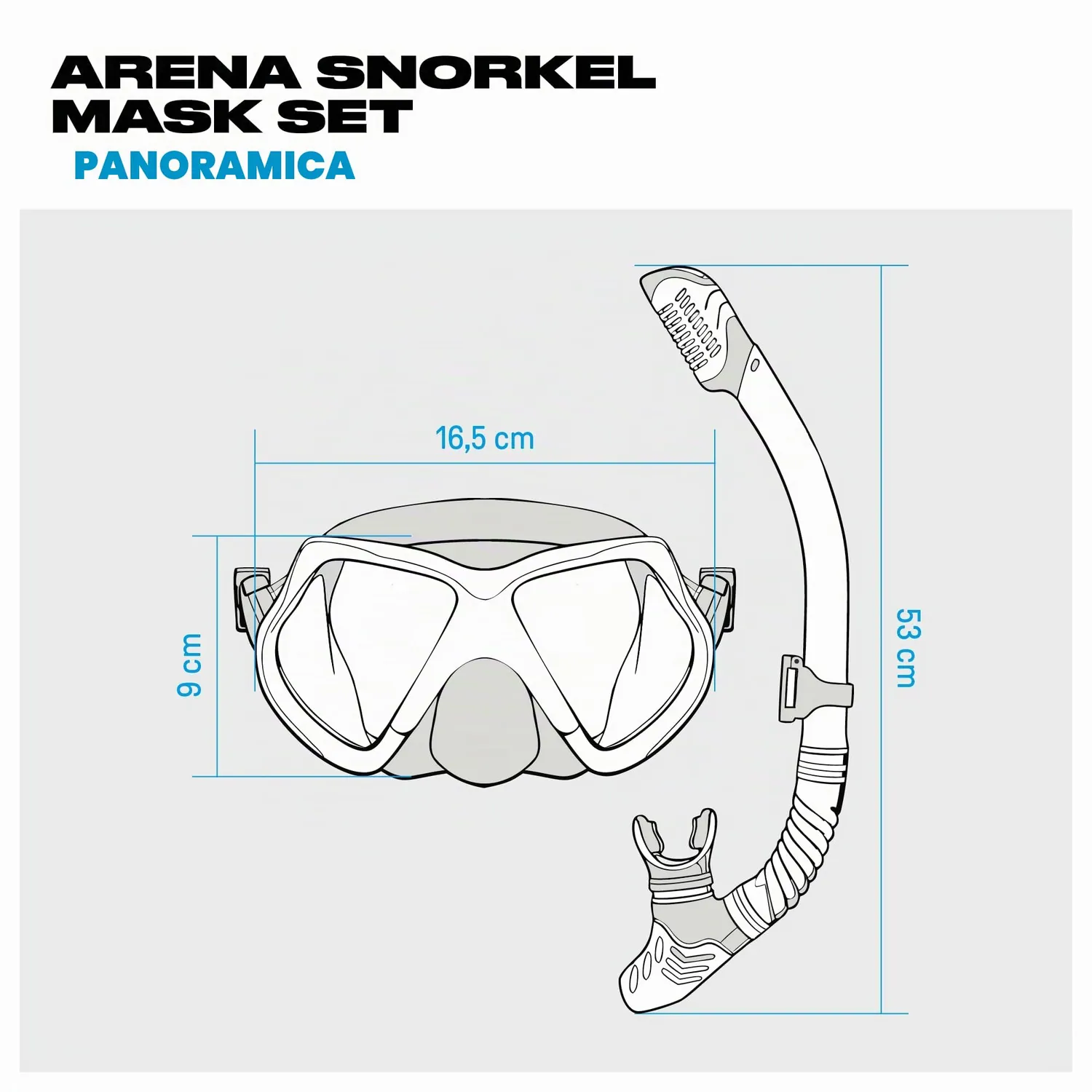 Arena Snorkel Mask Set maschera snorkeling nero
