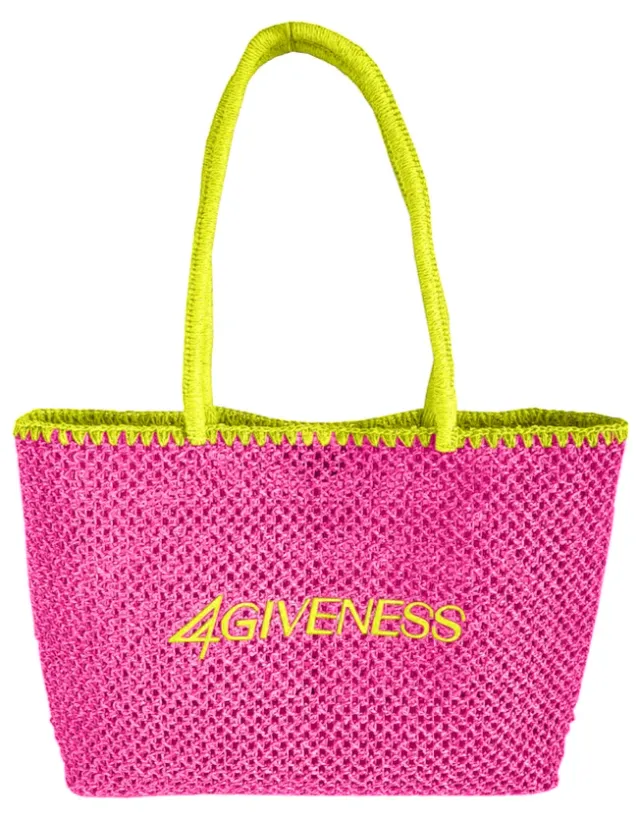 4 Giveness Cartapaglia Ricamo borsa mare sand-black intrecciata