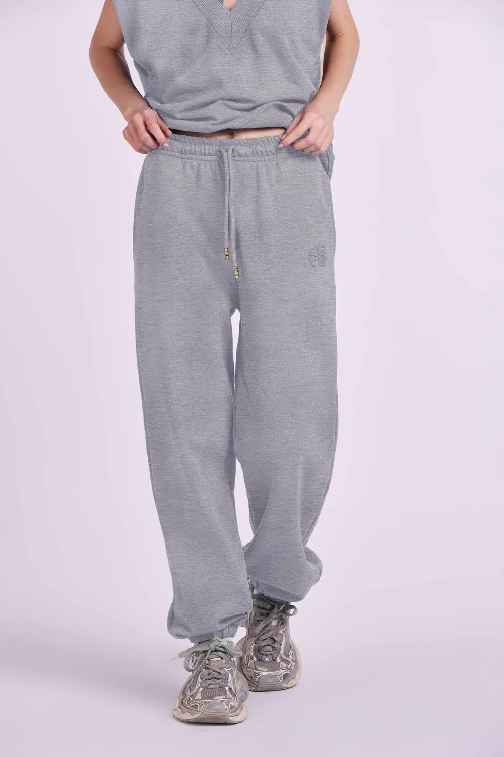 4 Giveness 4GVS pantaloni tuta grigi ricamo cotone