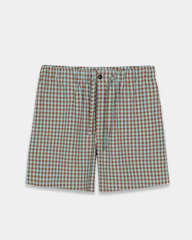 Mosso Sunwear Vicky Brown shorts seersucker marrone vichy