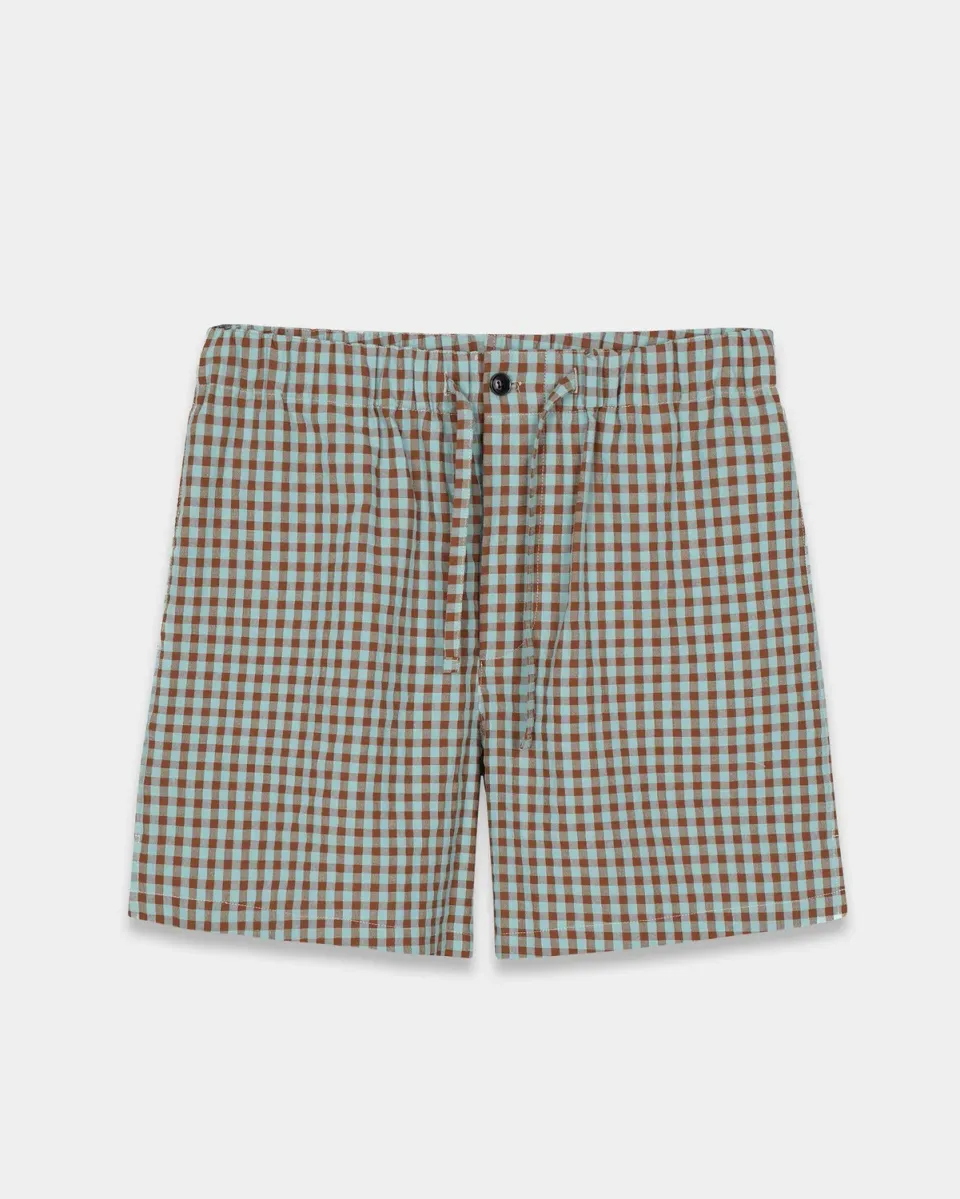 Mosso Sunwear Vicky Brown shorts seersucker marrone vichy