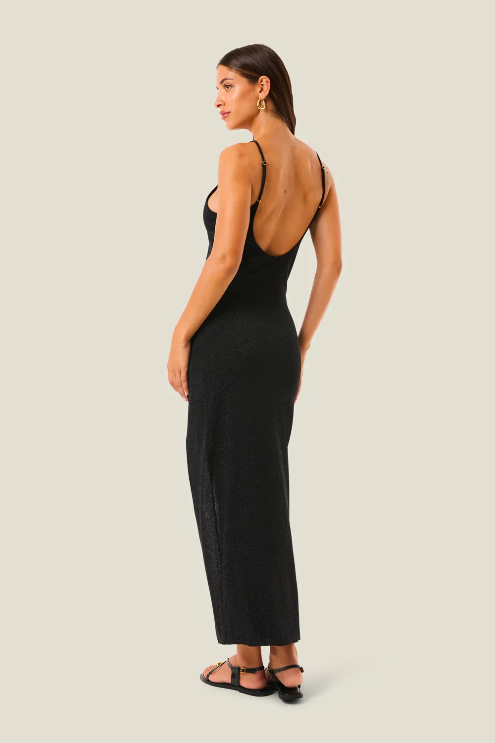 4Giveness Color Lurex abito lungo nero