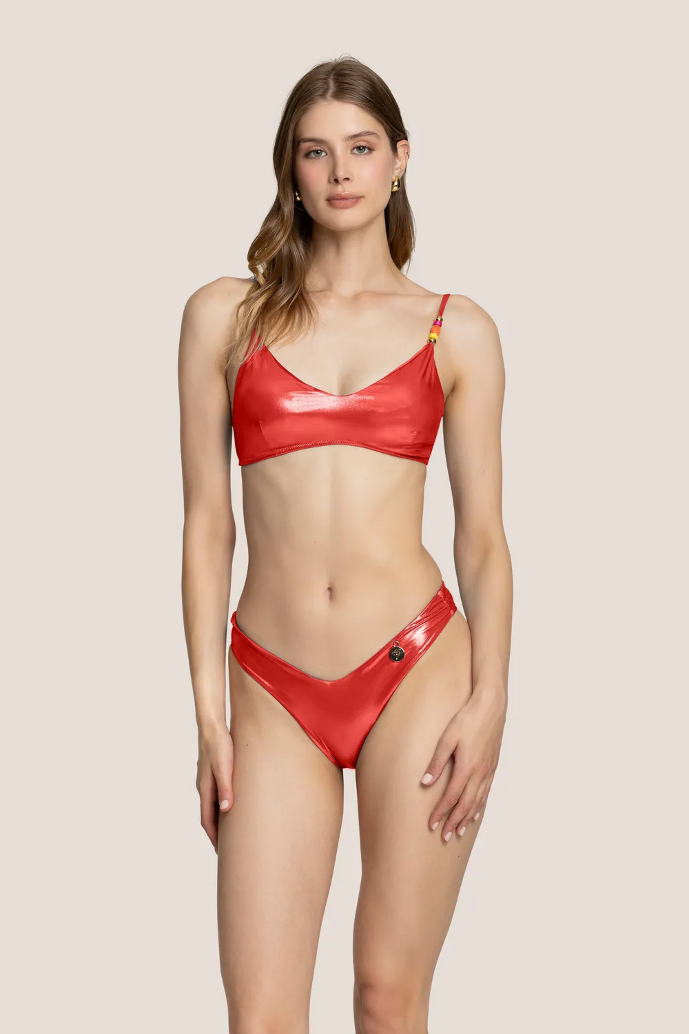 4 Giveness top bikini Glasse Color metallizzato con slip V