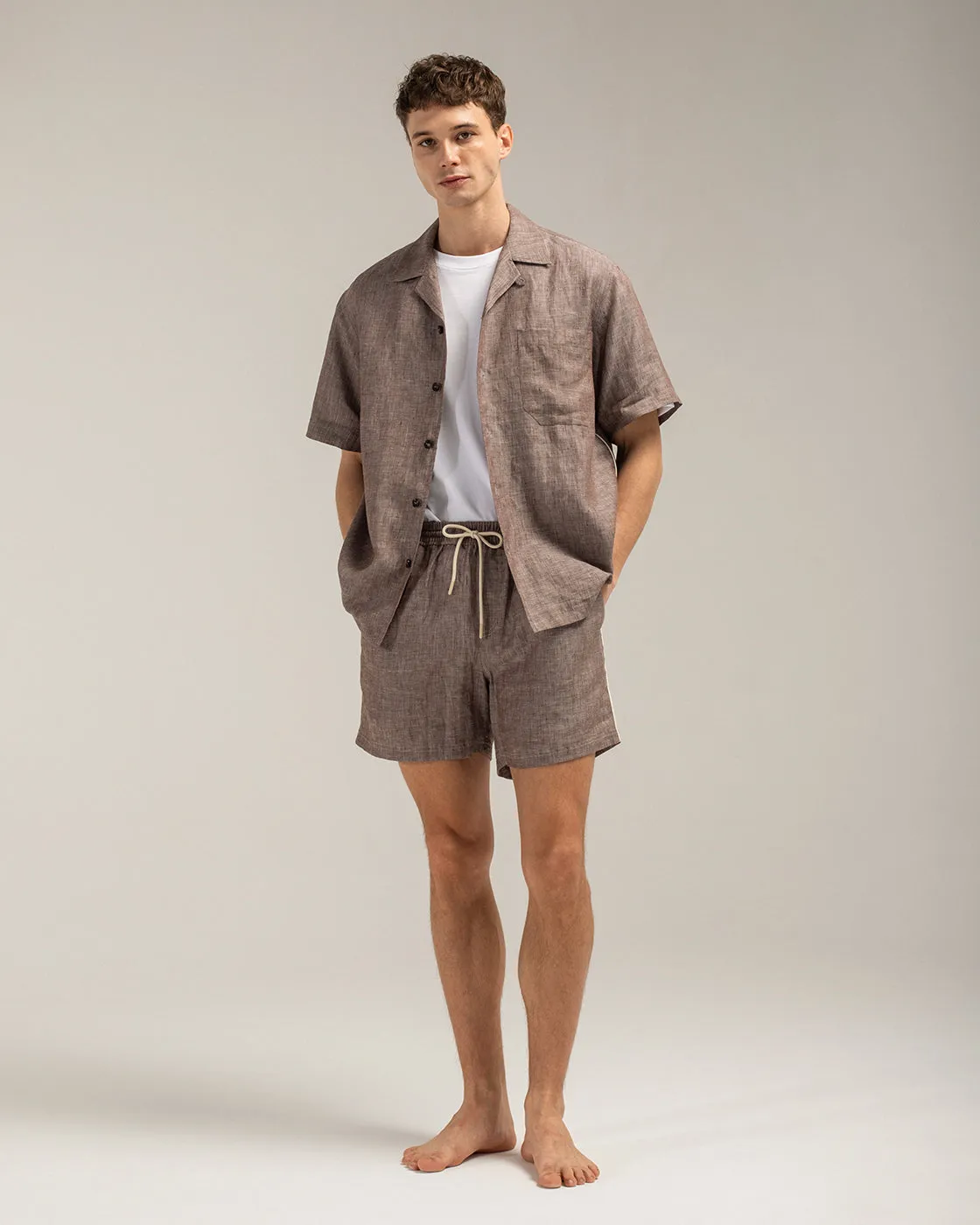 Mosso Sunwear Athens camicia lino marrone manica corta