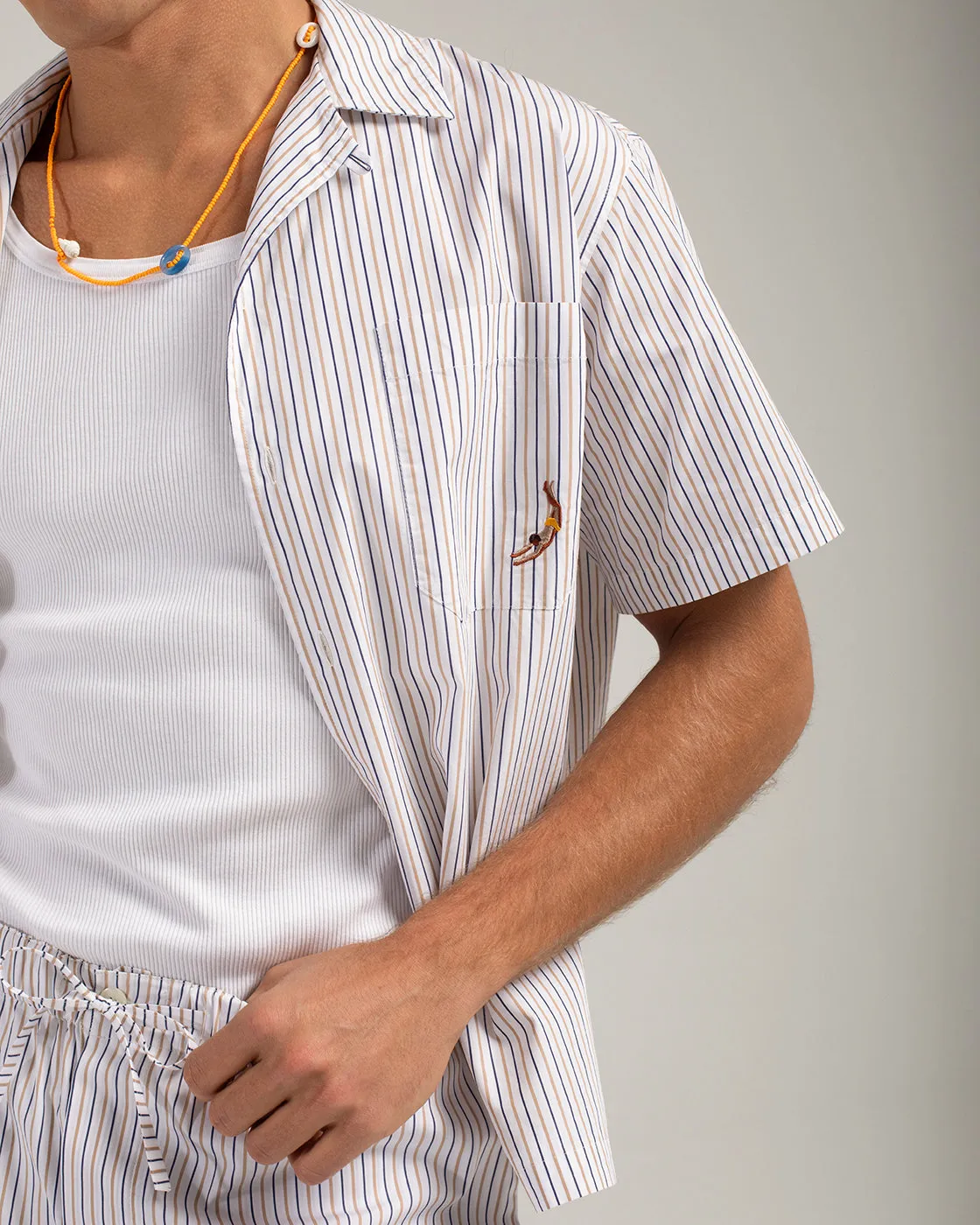 Mosso Sunwear Fine Stripe camicia maniche corte righe