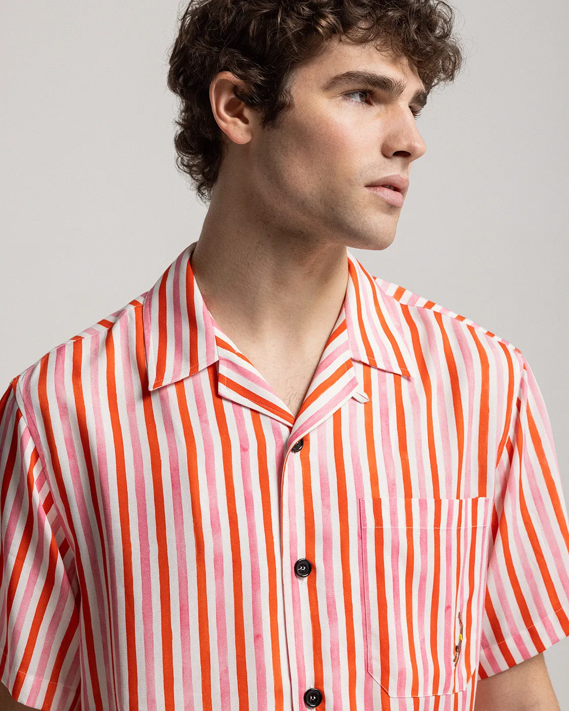 Mosso Sunwear Coral Wave camicia corallo a righe Tencel
