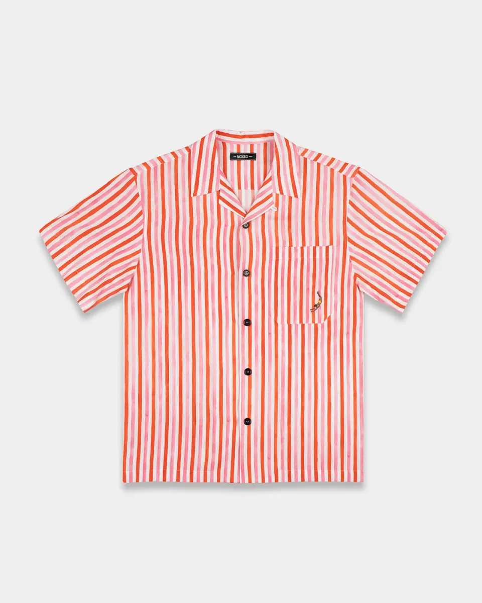 Mosso Sunwear Coral Wave camicia corallo a righe Tencel