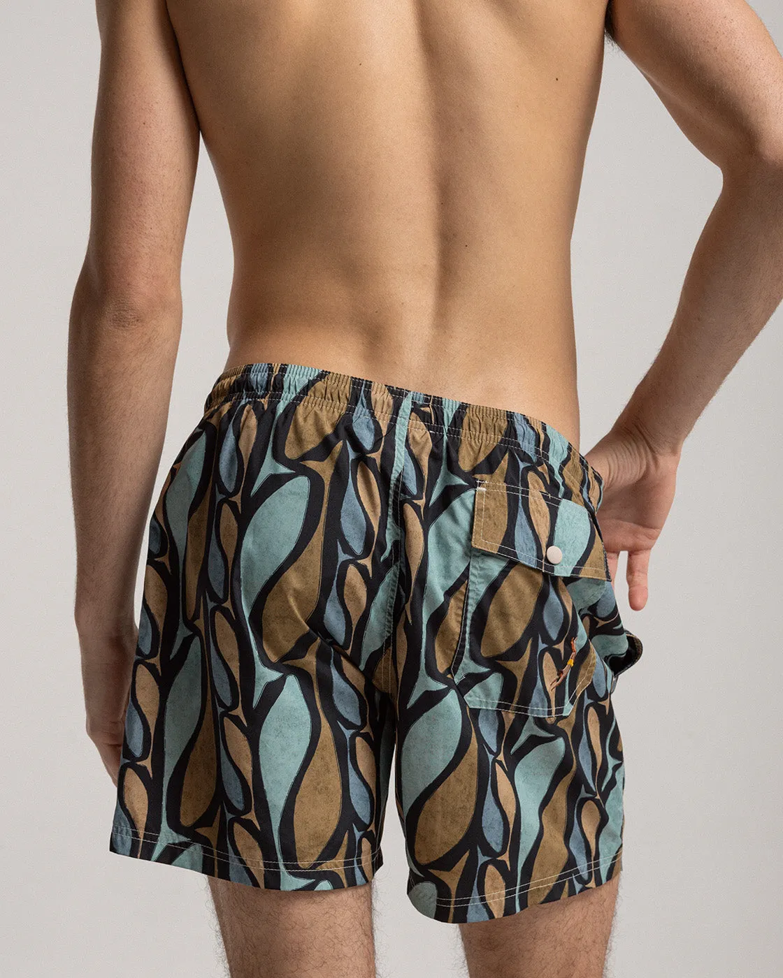 Mosso Sunwear Pesci costume boxer marrone fluido