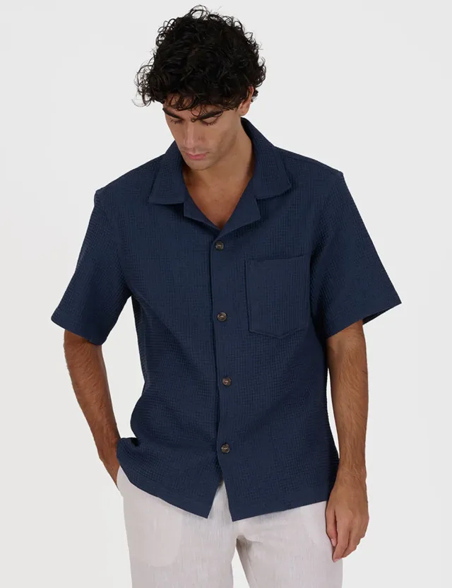 Ripa Ripa Telo Blu polo uomo nido d'ape cotone