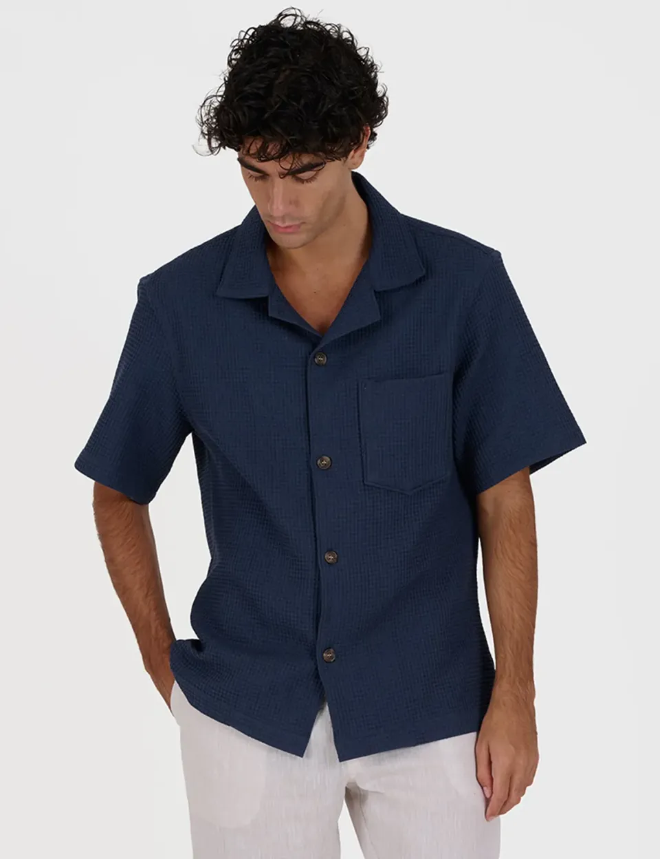 Ripa Ripa Telo Blu polo uomo nido d'ape cotone