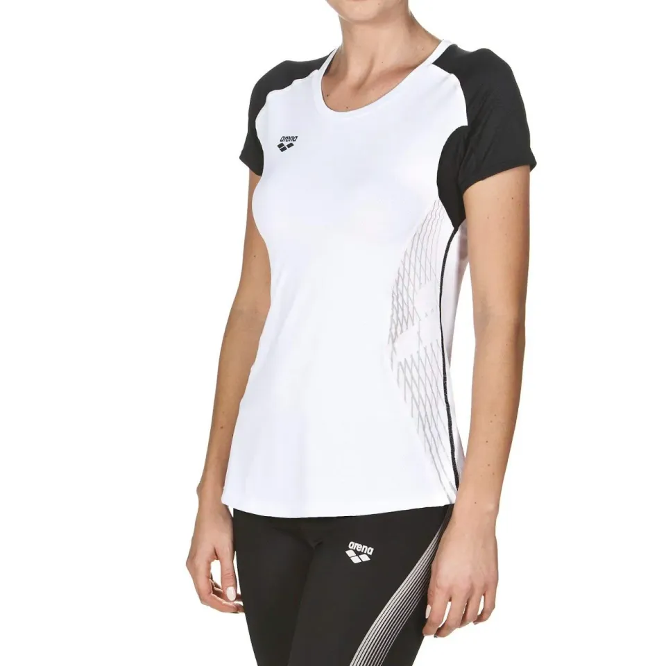 Arena W Run S/S Panel Maglia Donna White-Black Manica Corta