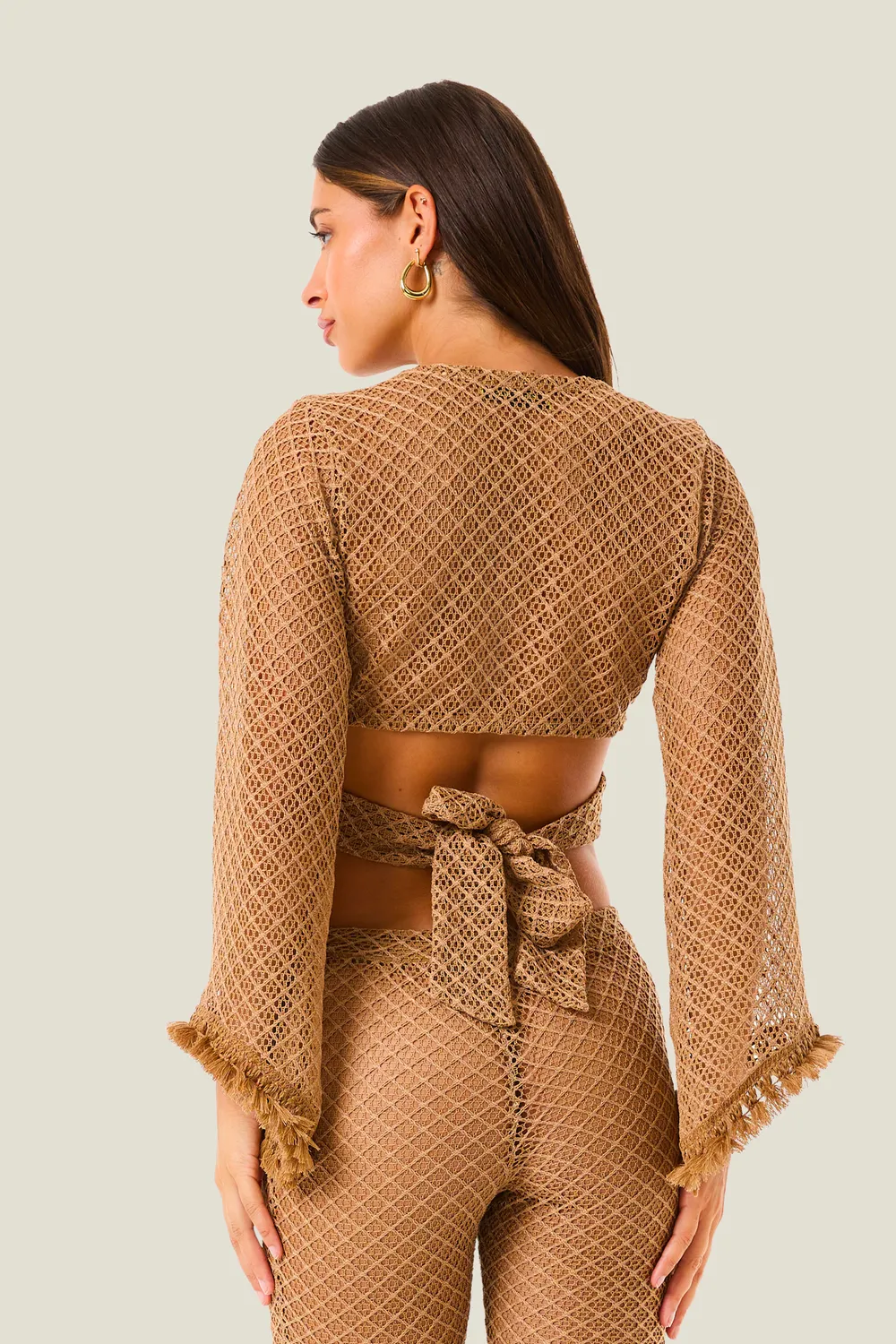 4 Giveness Natural Mesh maglia annodata ecru traforata