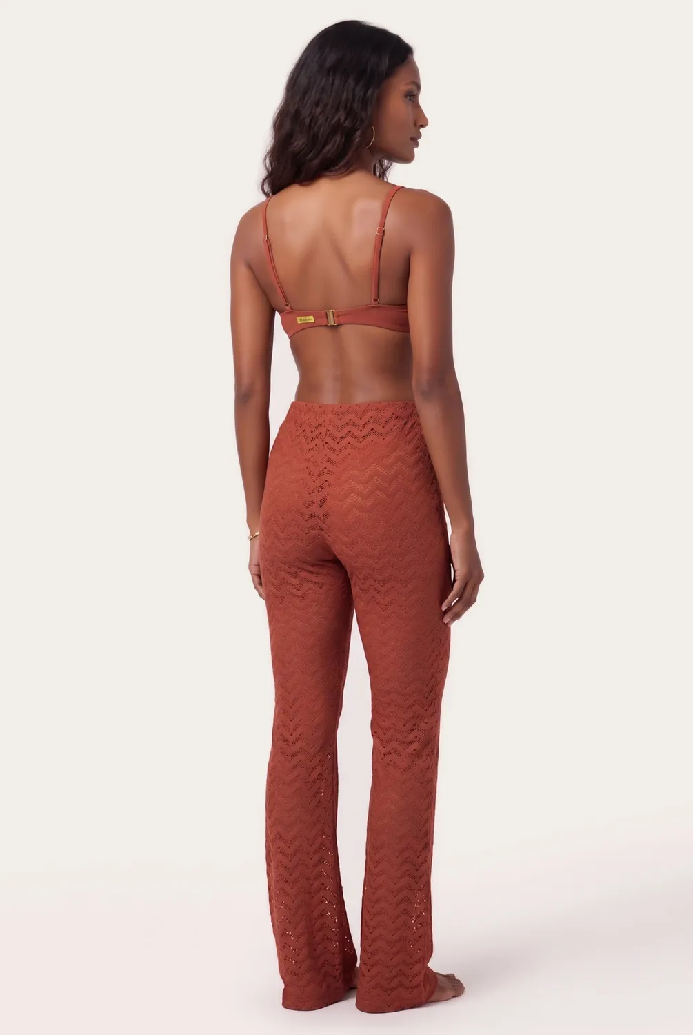 4 Giveness Mesh Crochet pantalone ruggine S traforato